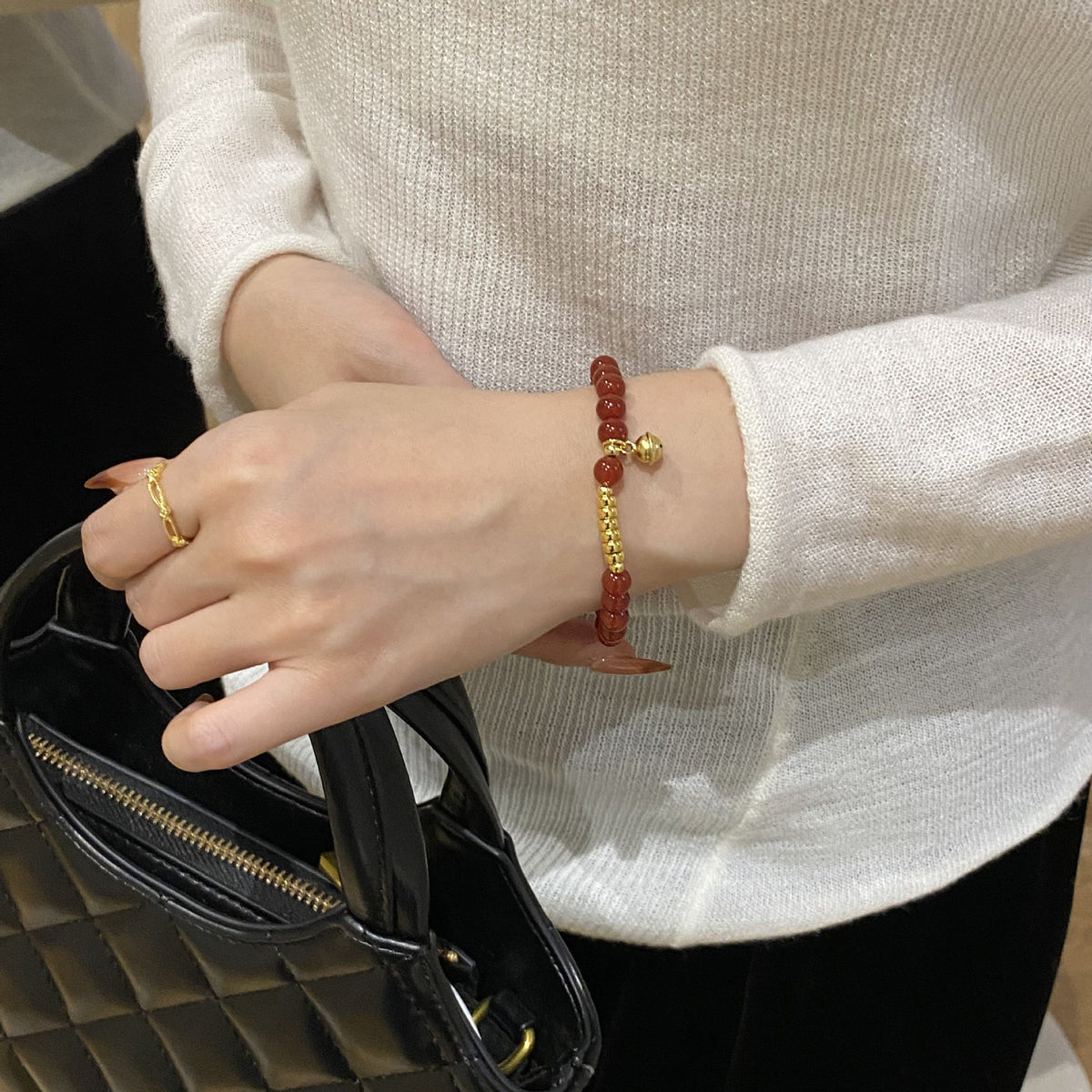 925 sterling silver red agate bracelet
