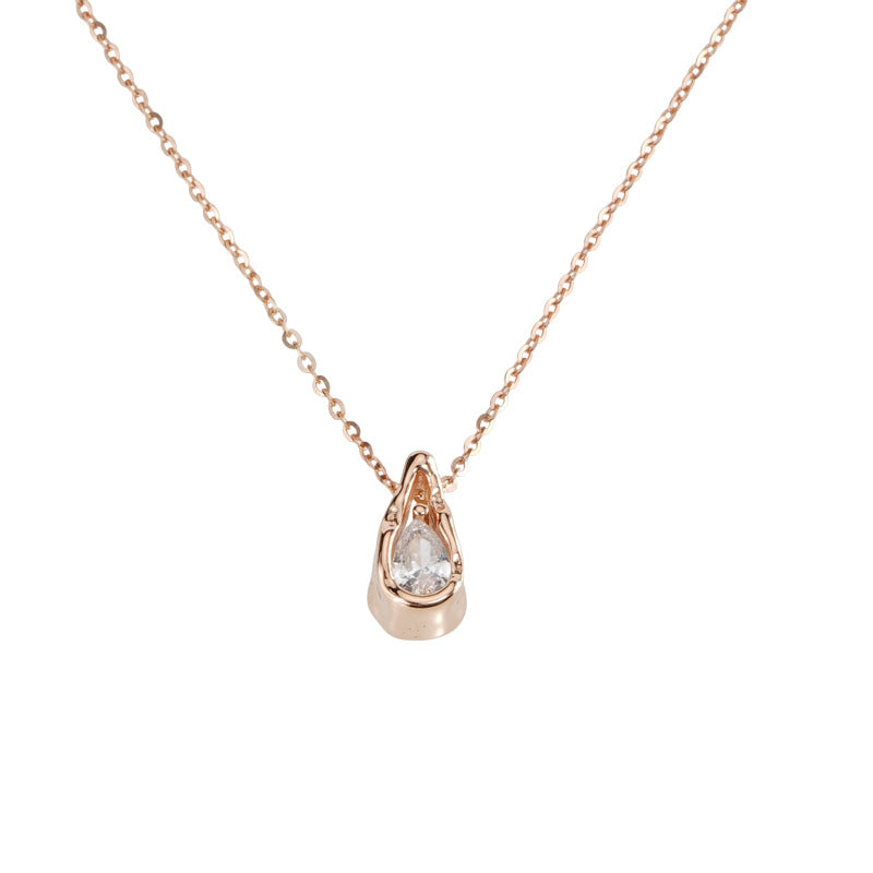 925 sterling silver droplet shaped pendant necklace - rose golden