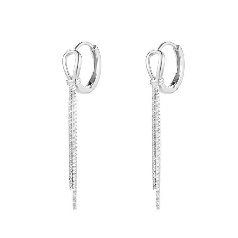 925 sterling silver long tassel pendant earrings
