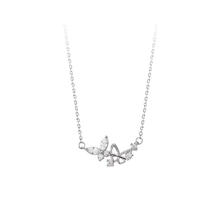 925 sterling silver double butterfly pendant necklace