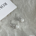 925 sterling silver pearl earrings - silvery