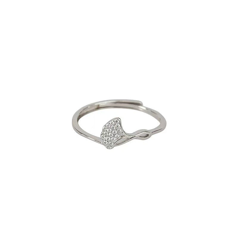 925 sterling silver ginkgo leaf opening ring - silvery