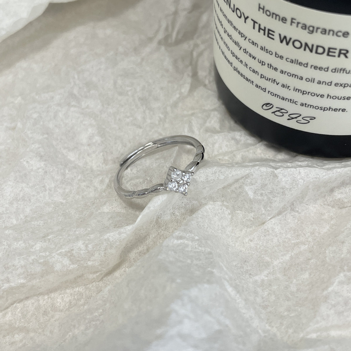 925 sterling silver sparkling zirconium ring - silvery