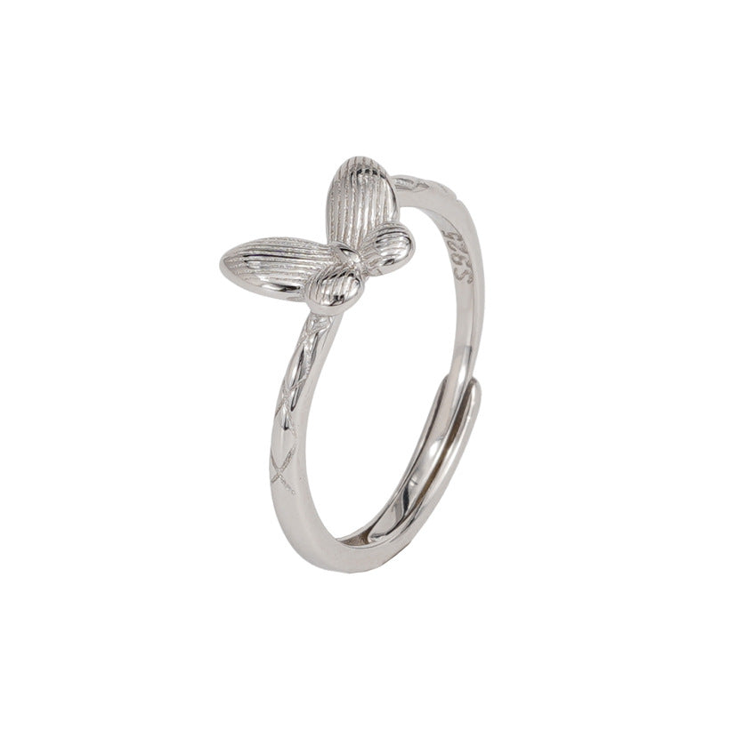925 sterling silver butterfly shaped open ring - silvery