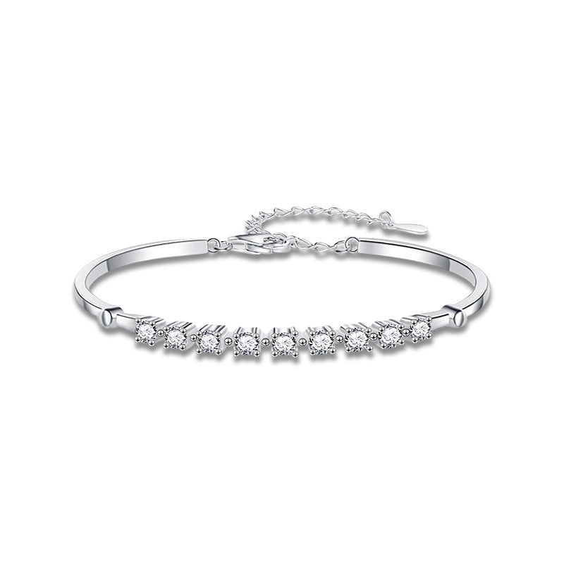 S925 Sterling Silver Moissanite Row Bracelet