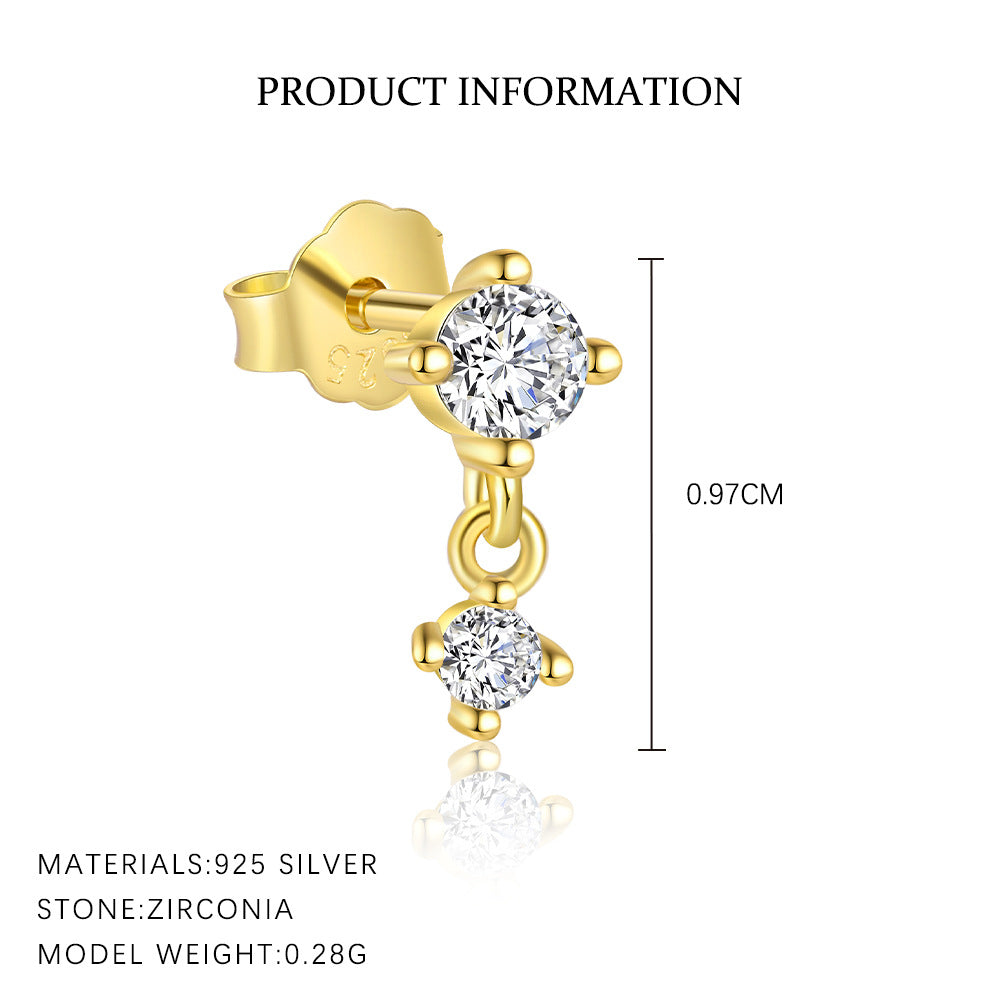 S925 Sterling Silver Tassel and Zircon Stud Earrings