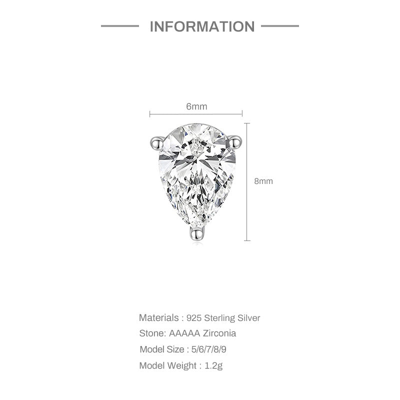 S925 sterling silver geometric square zircon earrings