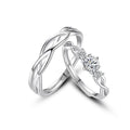 925 sterling silver couple's ring - silvery