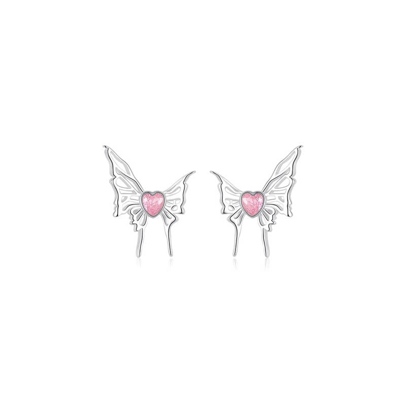 925 sterling silver butterfly shaped earrings - silvery