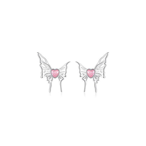 925 sterling silver butterfly shaped earrings - silvery
