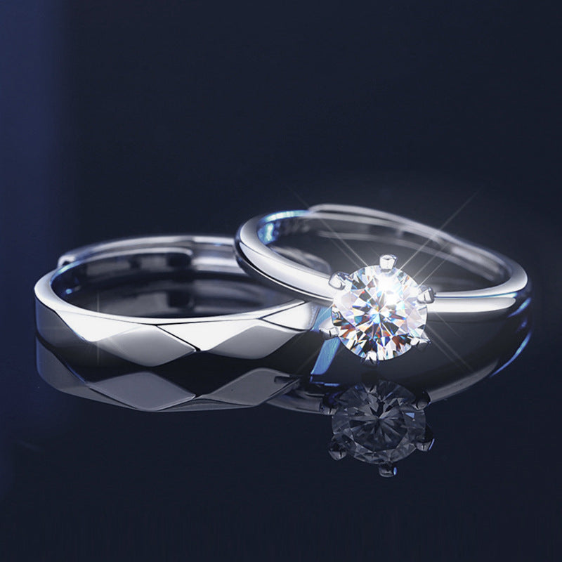 S925 Sterling Silver Moissanite Couple Rings