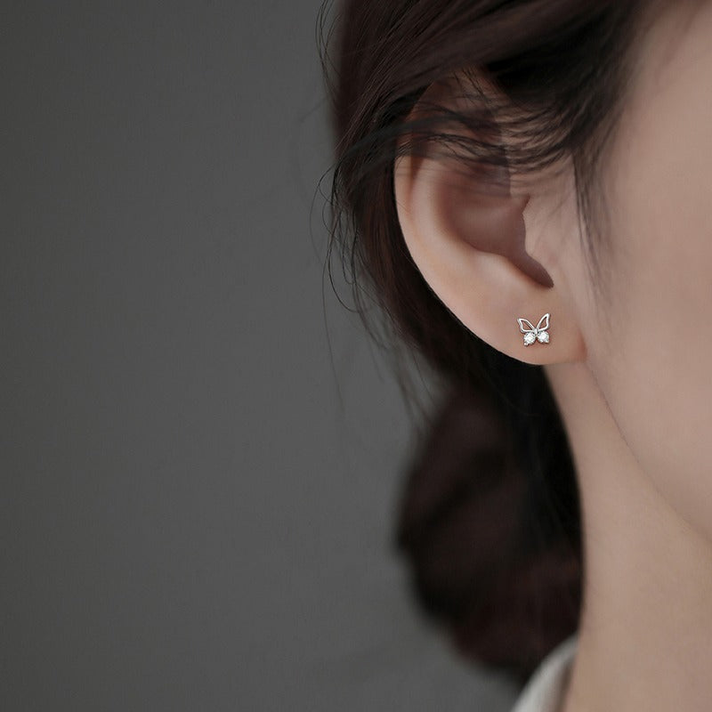 925 sterling silver butterfly earrings - silvery
