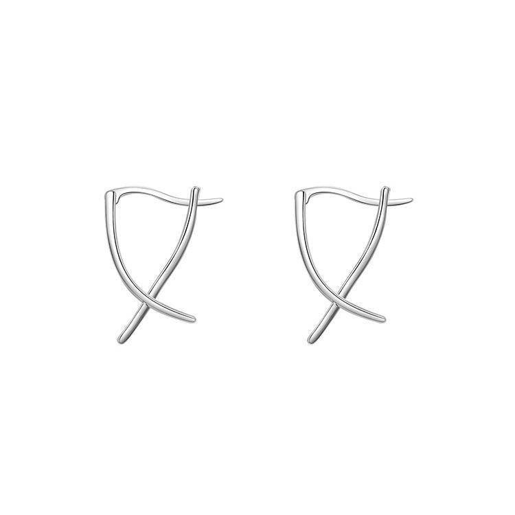 925 pure silver cross design earring - silvery