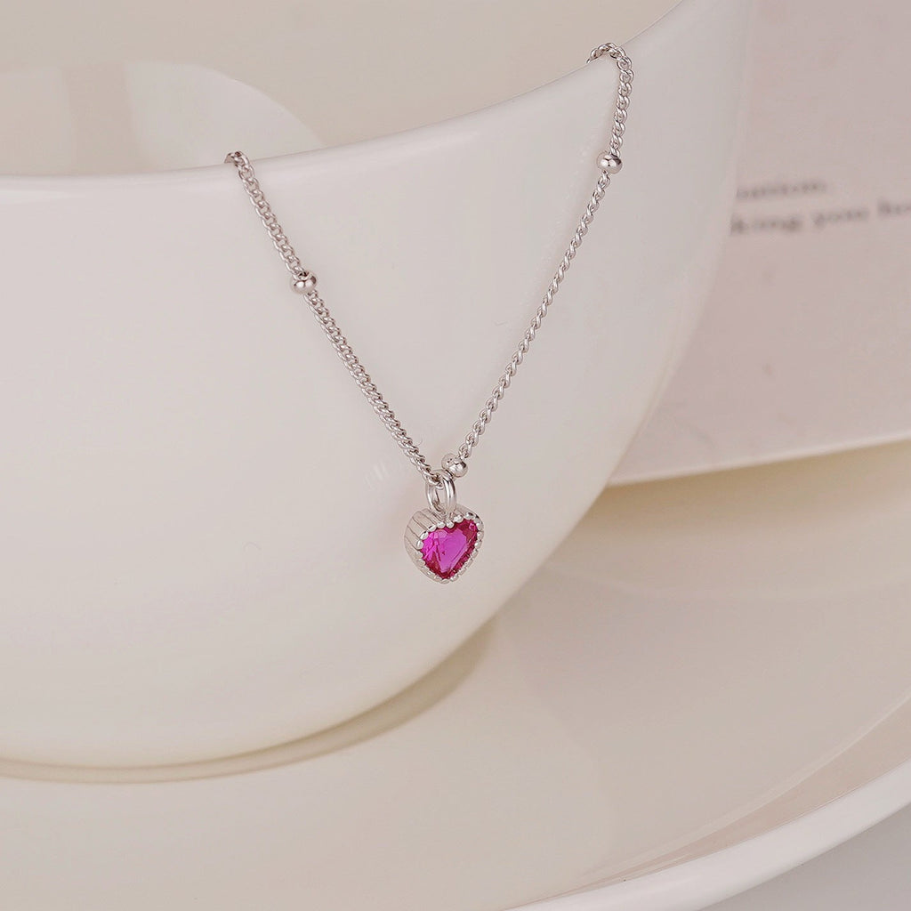 925 sterling silver heart pendant necklace - silvery