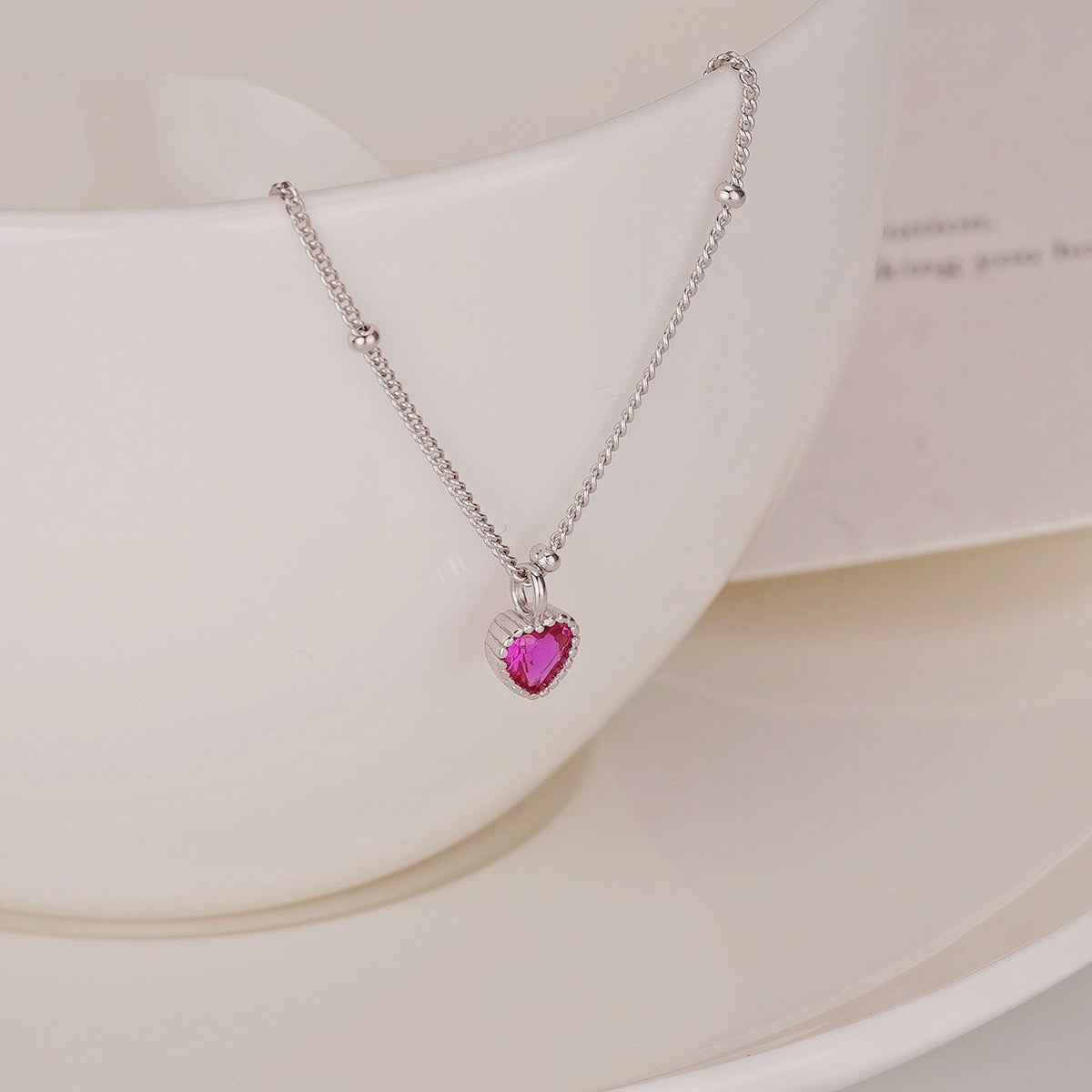 925 sterling silver heart pendant necklace - silvery
