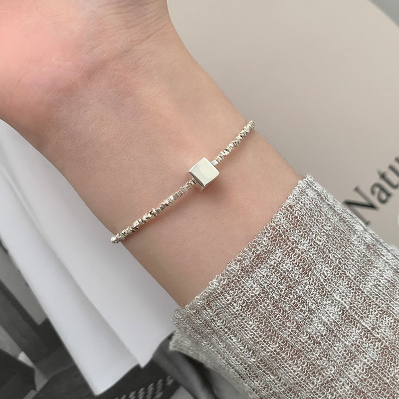 925 sterling silver square bracelet - silvery