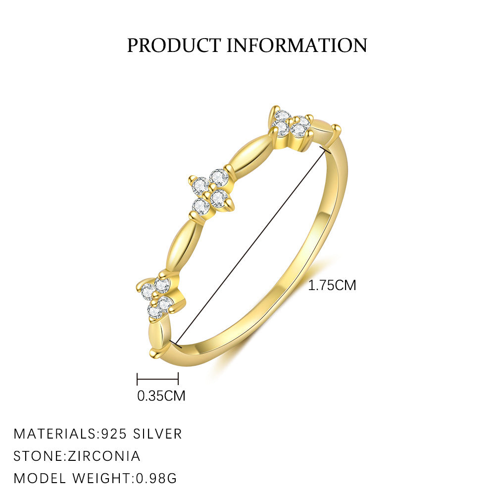 S925 Sterling Silver Ring with Colorful Cubic Zirconia