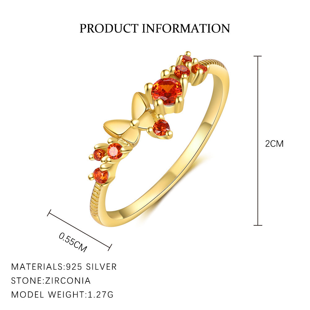 S925 Sterling Silver Ring with Colorful Zirconia