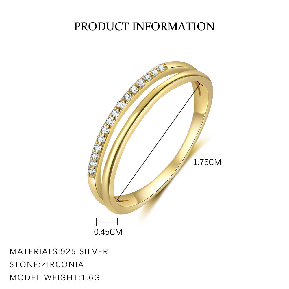 S925 Sterling Silver Open Ring with Zirconia
