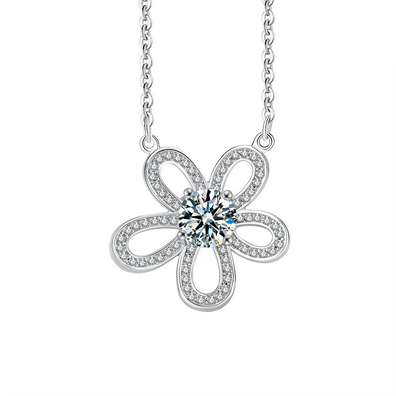 S925 Sterling Silver Moissanite Sunflower Necklace