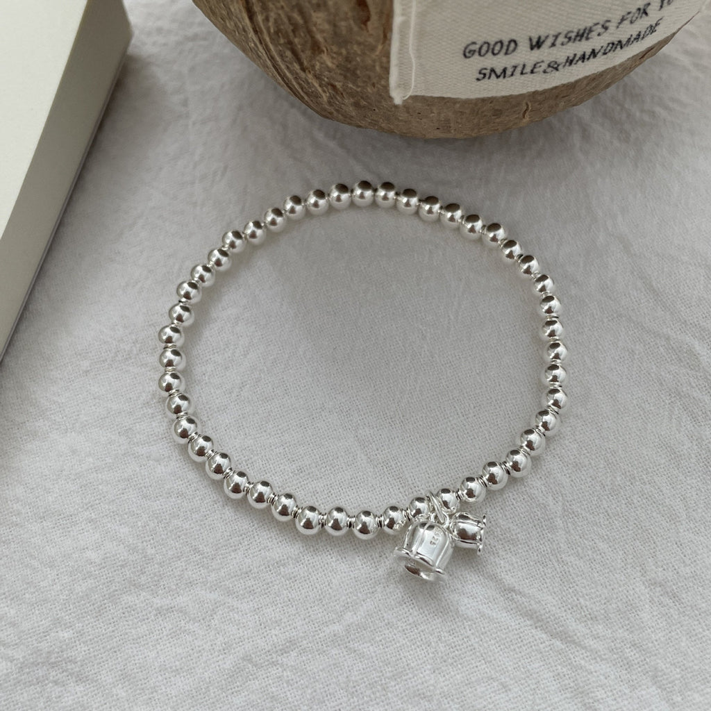 S925 sterling silver bead bracelet - silvery
