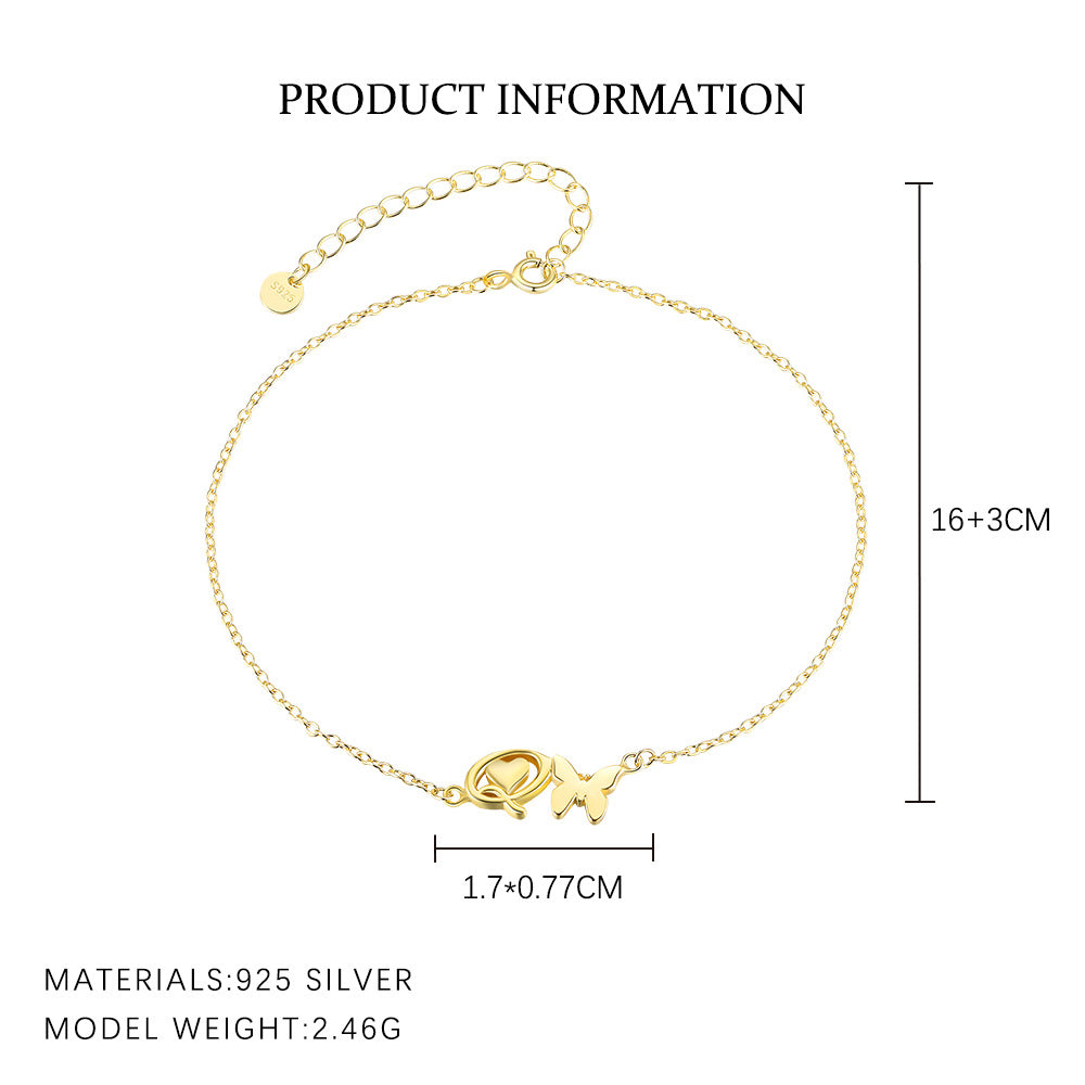 S925 Sterling Silver 26-Letter Bracelet