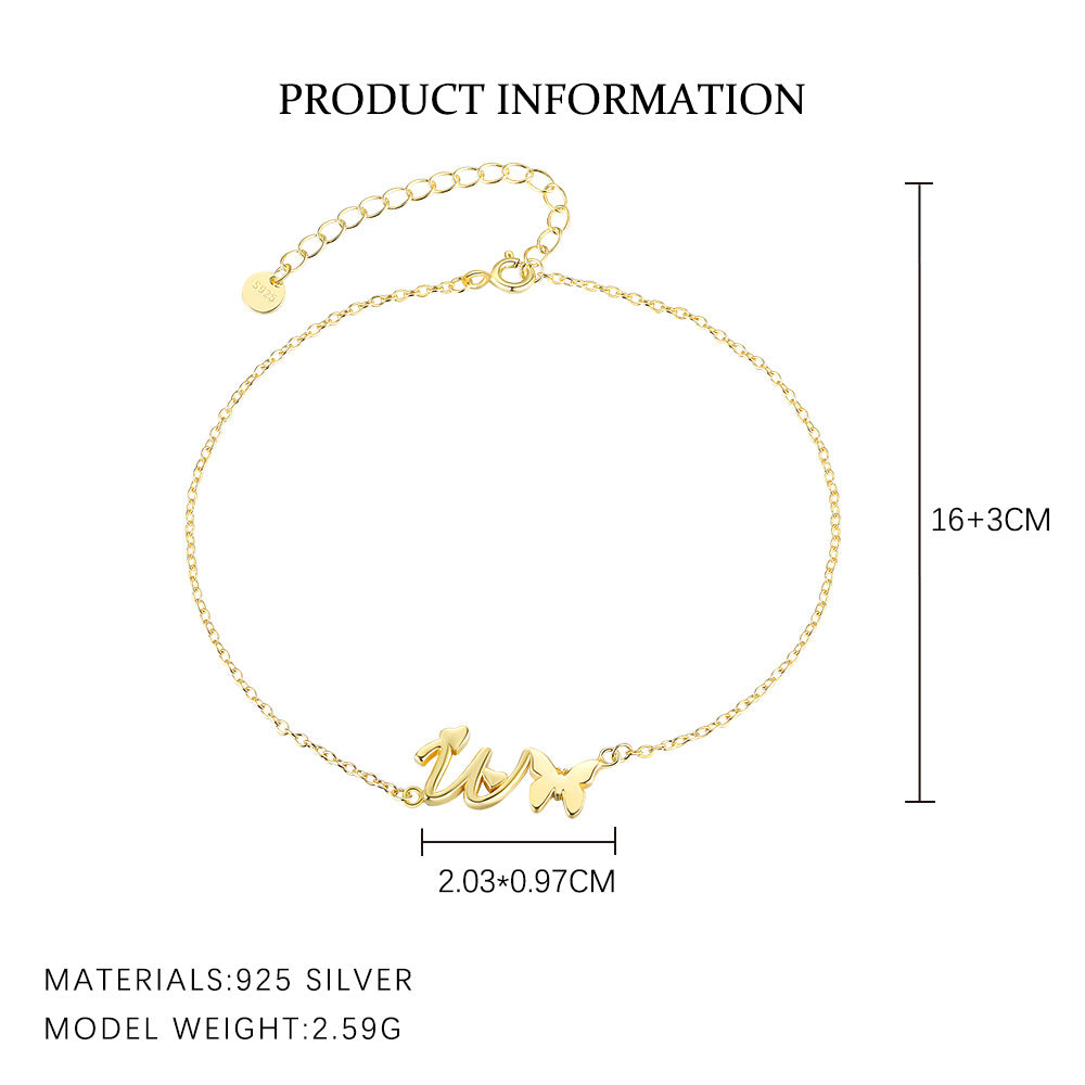 S925 Sterling Silver 26-Letter Bracelet