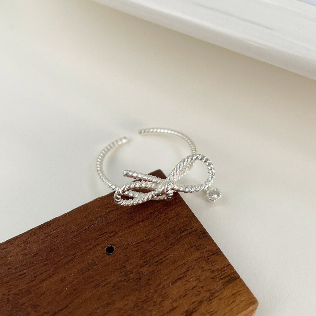 925 silver bowknot ring - silvery