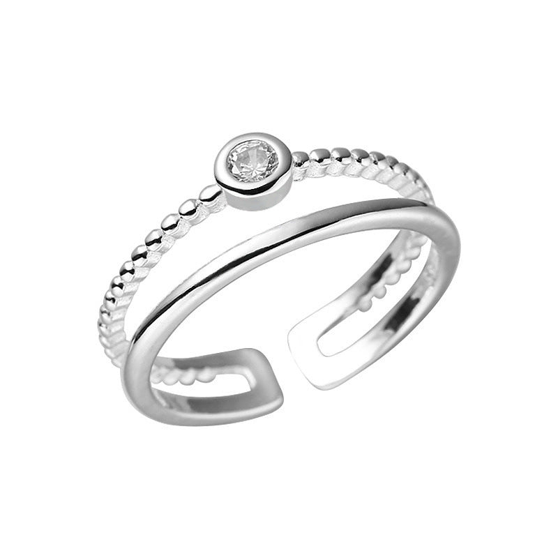 S925 Silver Sparkling Zirconia Ring - Silvery