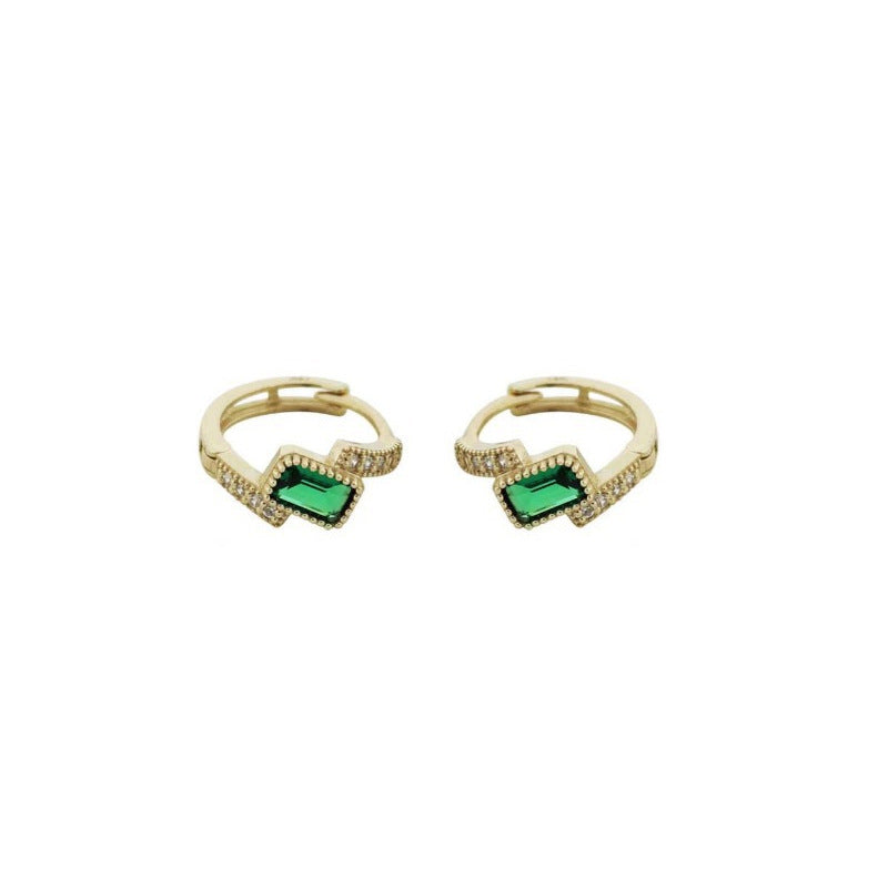 925 sterling silver square zirconia ear buckle - golden