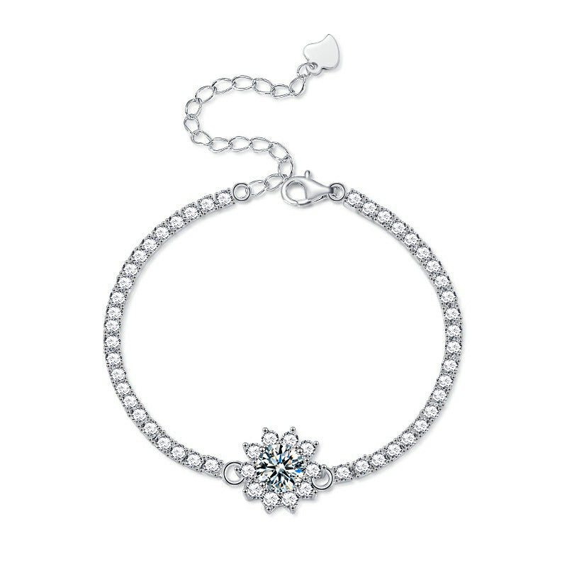 S925 Silver Moissanite Sunflower Bracelet