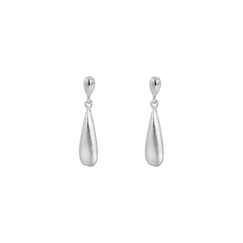 925 sterling silver water droplet long earrings - silvery