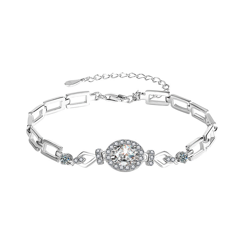 S925 Sterling Silver & Moissanite Oval Bracelet