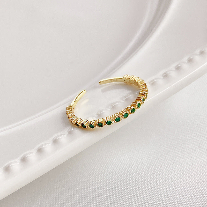 925 sterling silver zircon inlaid open ring