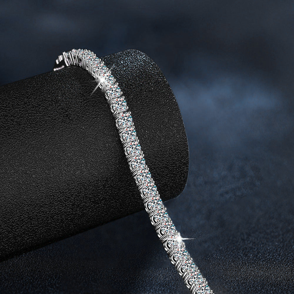 S925 Sterling Silver Bracelet Fully Set with Moissanite
