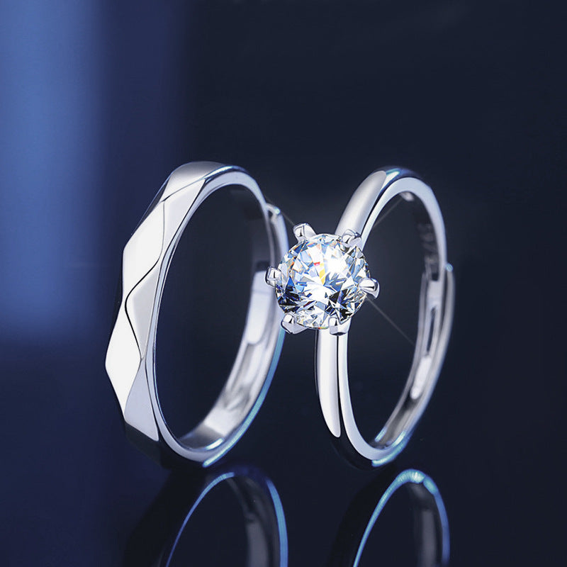 S925 Sterling Silver Moissanite Couple Rings