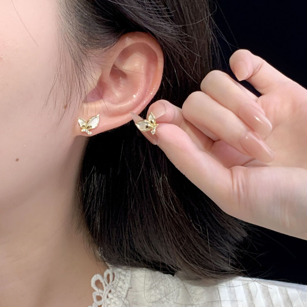 925 sterling silver butterfly earrings - golden