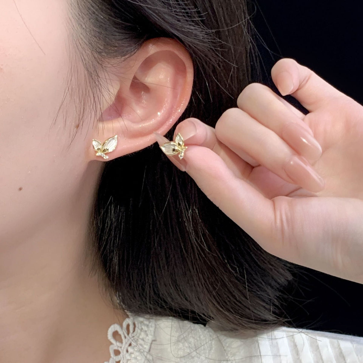 925 sterling silver butterfly earrings - golden