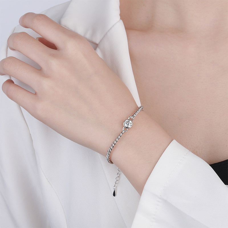S925 Sterling Silver Moissanite Bubble Bracelet