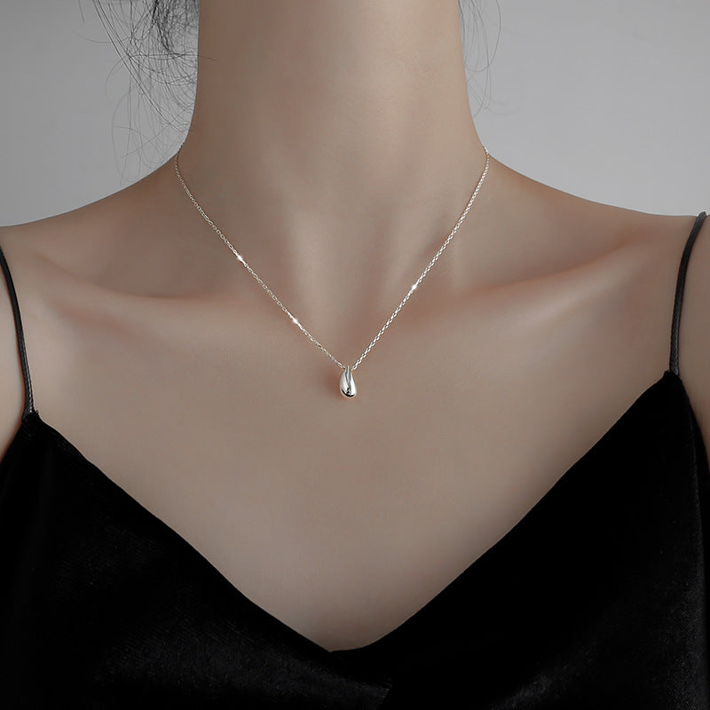 S925 sterling silver water droplet pendant necklace