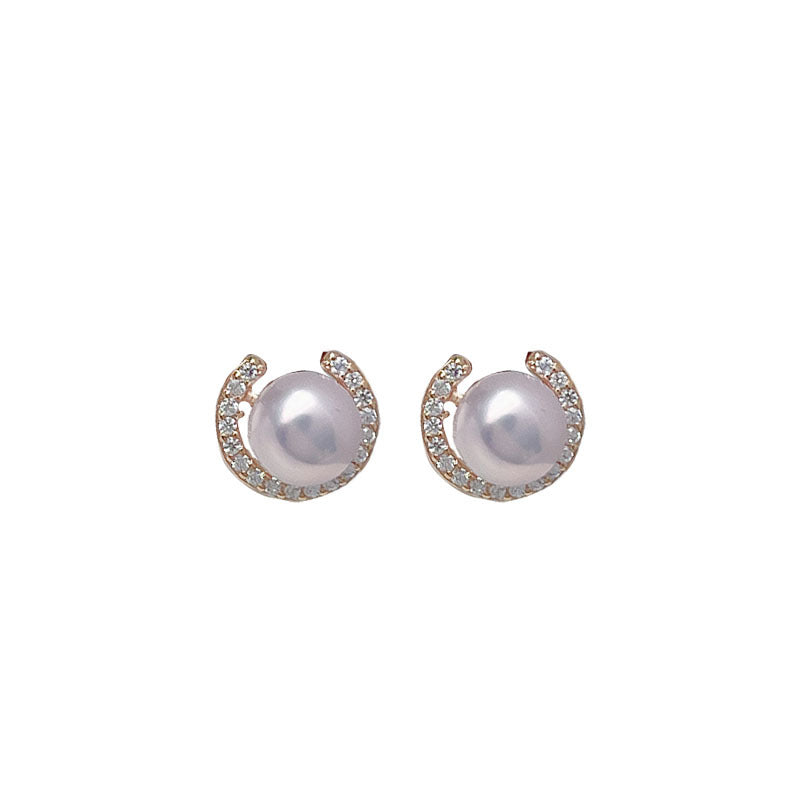 S925 Silver Freshwater Pearl Earrings - Champagne Golden