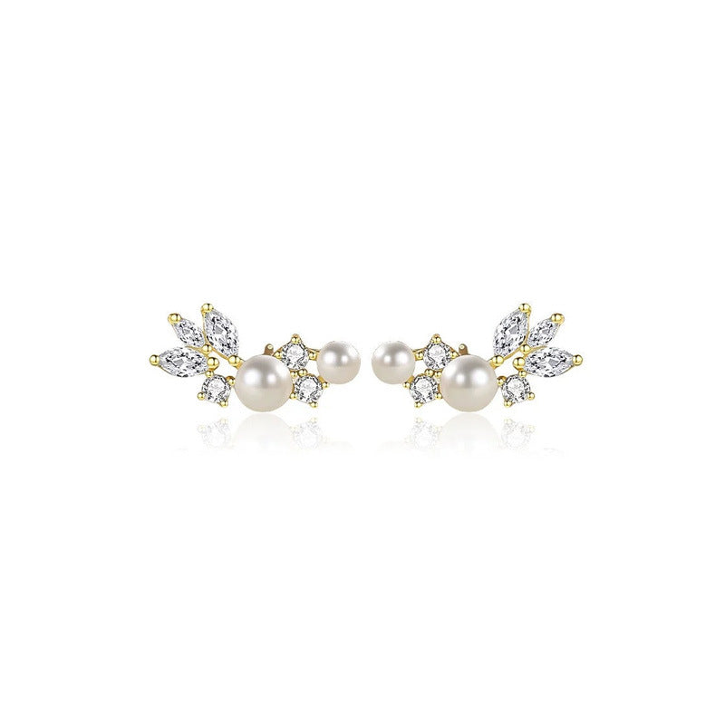 925 sterling silver pearl earrings - golden