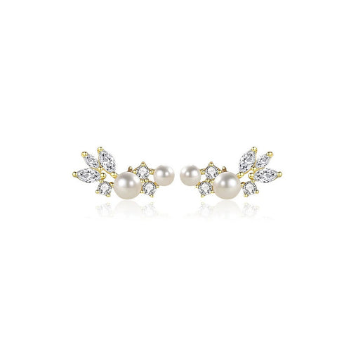 925 sterling silver pearl earrings - golden