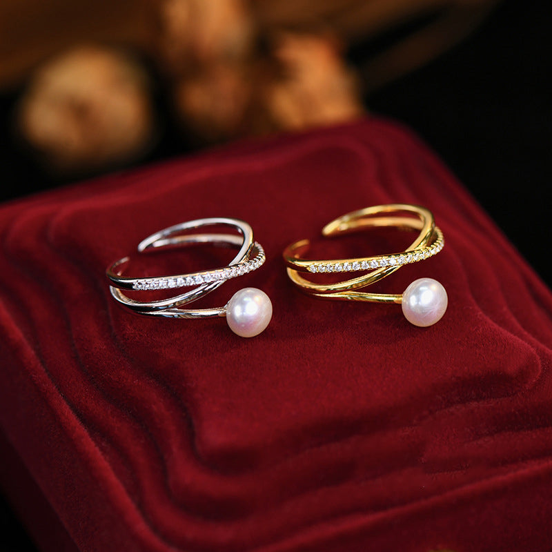 S925 sterling silver freshwater pearl ring