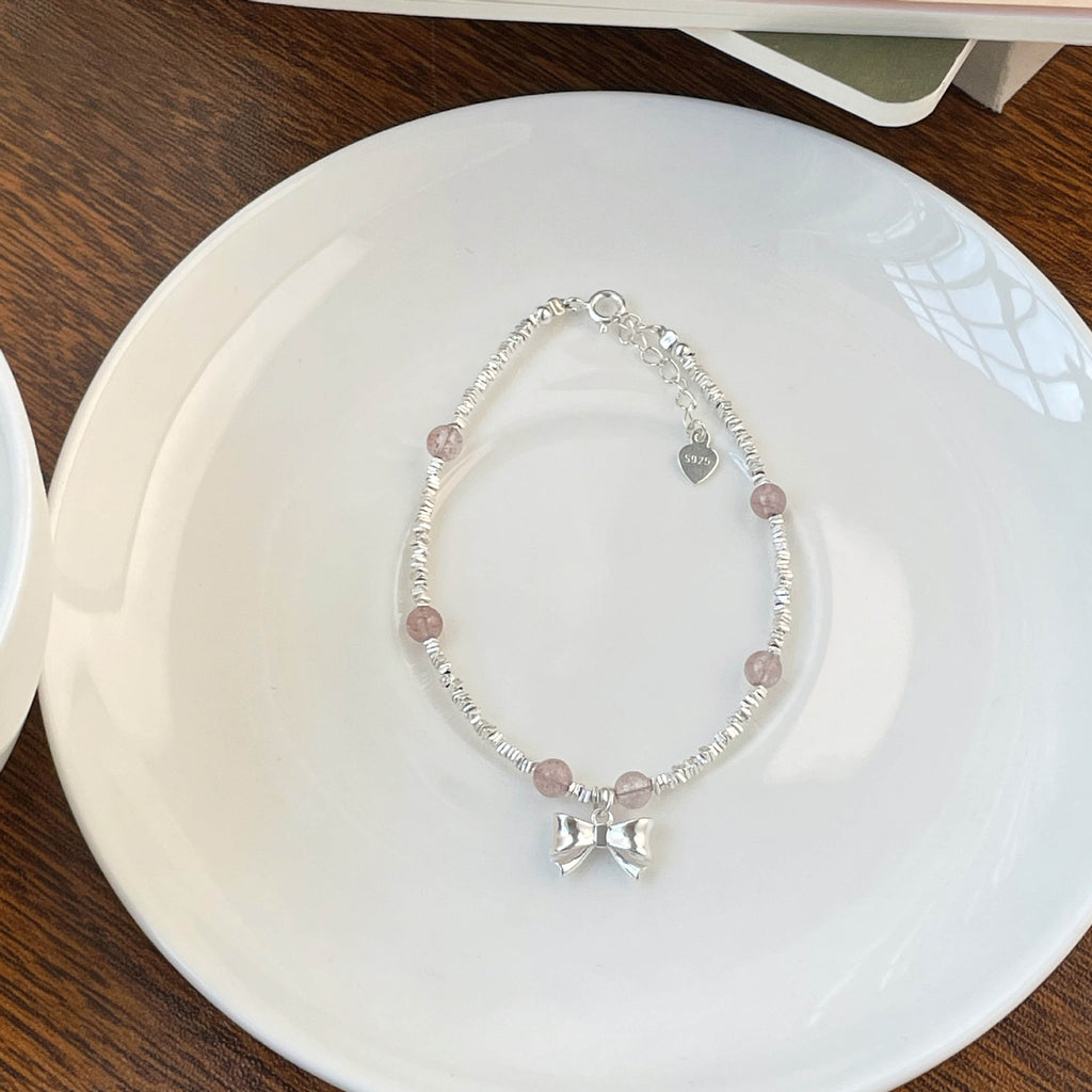 925 sterling silver strawberry crystal bracelet - silvery