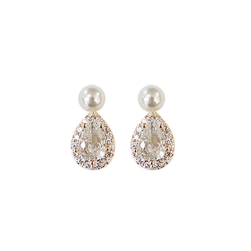 S925 pure silver sparkling zirconium droplet shaped earrings