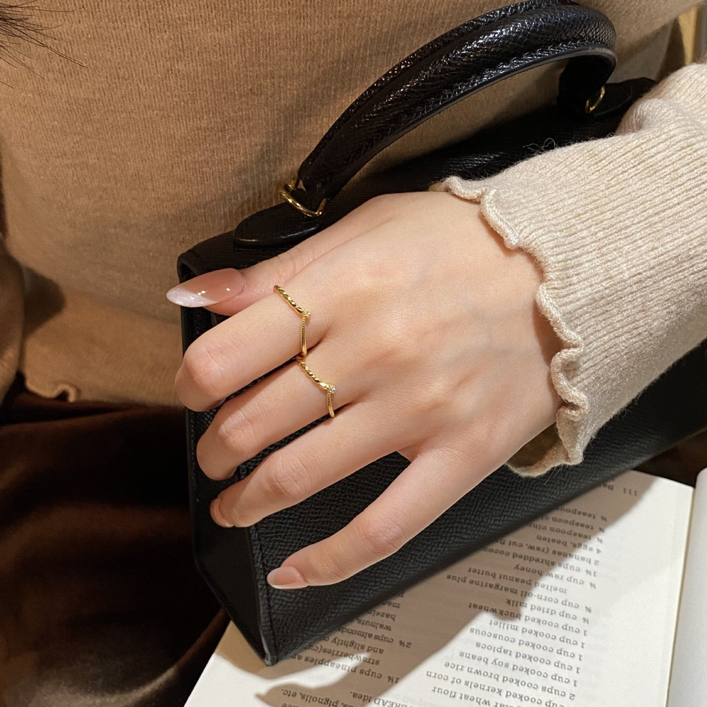 S925 sterling silver ring - golden