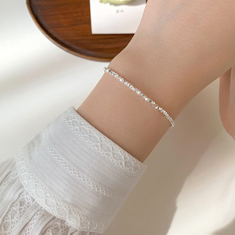 925 sterling silver broken silver bracelet - silvery
