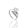 925 sterling silver imitation pearl ring - silvery