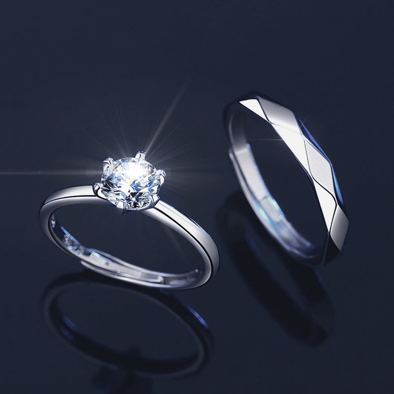 S925 Sterling Silver Moissanite Couple Rings